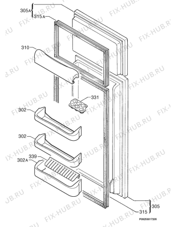 Взрыв-схема холодильника Zoppas PD25R - Схема узла Door 003