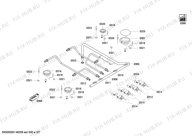 Взрыв-схема плиты (духовки) Bosch HSW425020N - Схема узла 03