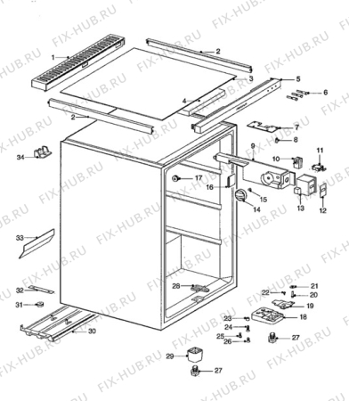 Взрыв-схема холодильника Electrolux EU0944T/CH - Схема узла Cabinet + armatures