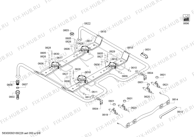 Взрыв-схема плиты (духовки) Bosch HGV423223R - Схема узла 06