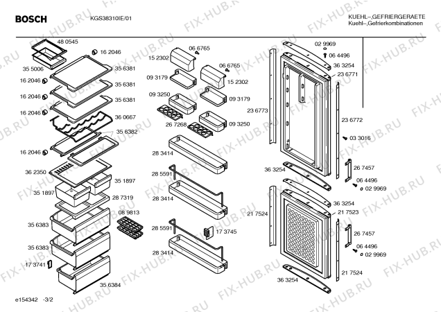 Взрыв-схема холодильника Bosch KGS38310IE - Схема узла 02