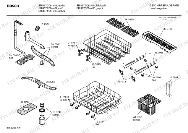 Взрыв-схема посудомоечной машины Bosch SRI4674 Silence comfort - Схема узла 06