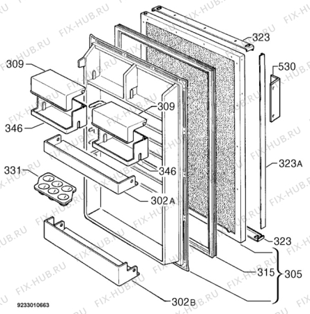 Взрыв-схема холодильника Juno Electrolux JRP11500 - Схема узла Door 003