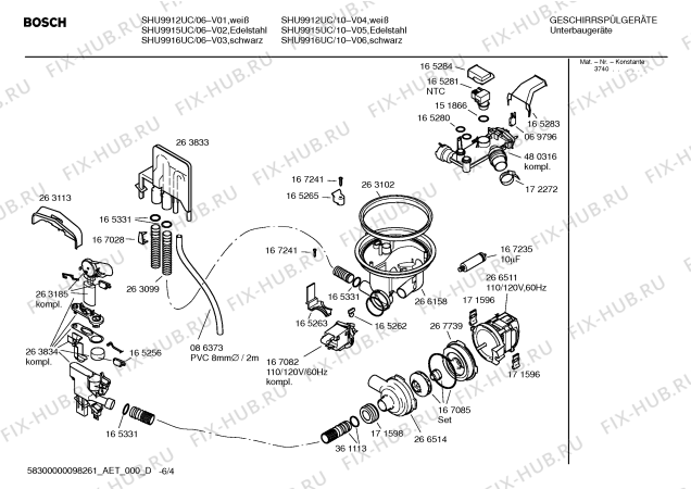 Схема №6 SHU9916UC с изображением Модуль управления для посудомойки Bosch 00265401