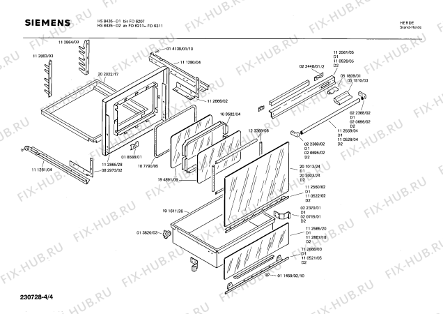 Взрыв-схема плиты (духовки) Siemens HS8435 - Схема узла 04