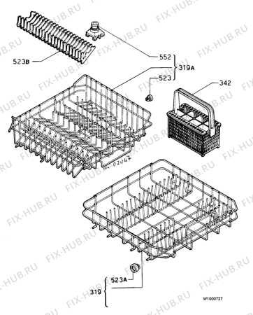 Взрыв-схема посудомоечной машины Zanussi ID4016B - Схема узла Baskets, tubes 061