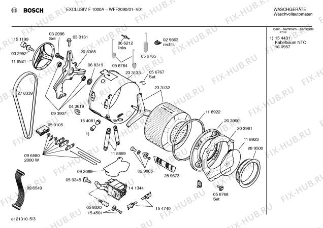 Взрыв-схема стиральной машины Bosch WFF2090 EXCLUSIV F 1000 A - Схема узла 03
