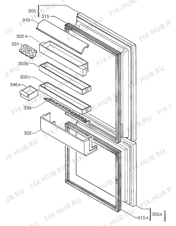 Взрыв-схема холодильника Zanussi ZC33BLU - Схема узла Door 003