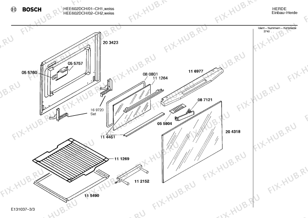 Схема №3 HEE602DCH с изображением Переключатель для электропечи Bosch 00031257