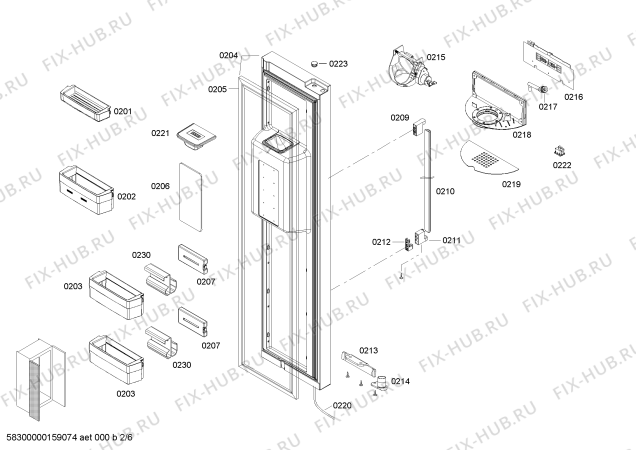 Взрыв-схема холодильника Siemens KA62DV78 - Схема узла 02