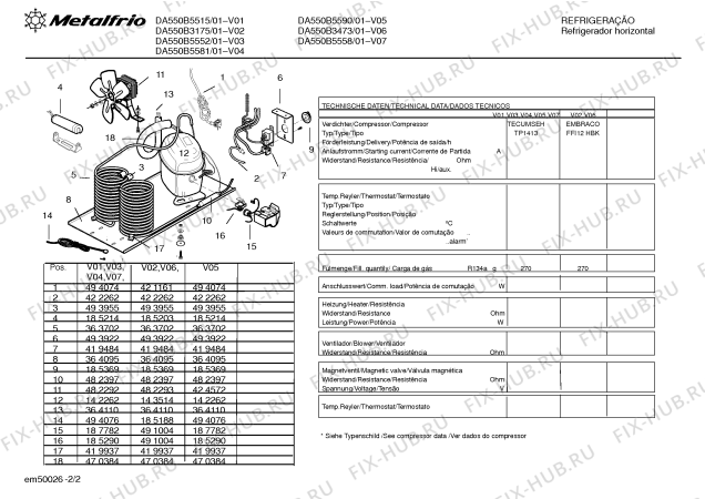 Взрыв-схема холодильника Metalfrio DA550B5515 - Схема узла 02