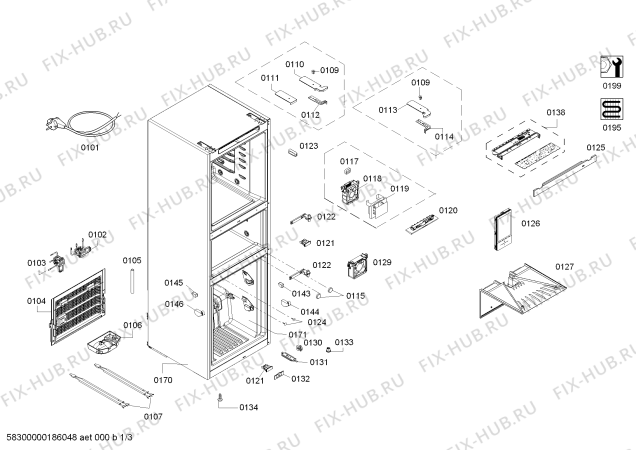 Схема №3 KG28US1C0C с изображением Модуль управления для холодильника Siemens 00754856