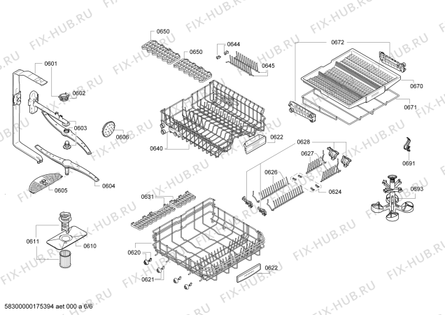 Взрыв-схема посудомоечной машины Siemens SN55N583EU - Схема узла 06