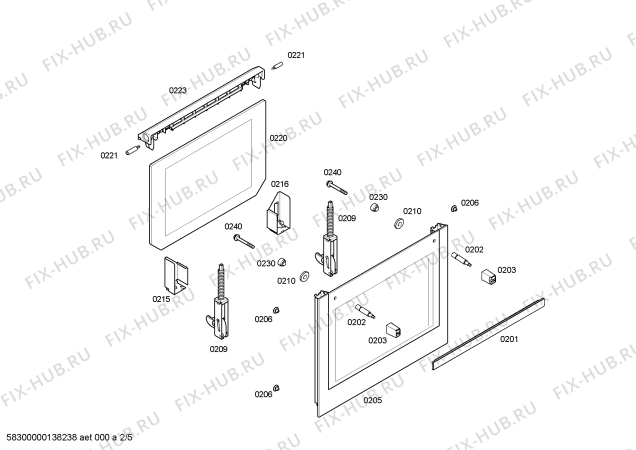 Взрыв-схема плиты (духовки) Bosch HBA23B450E H.BO.NP.L2D.IN.GLASS.B4/.X.E0_C/// - Схема узла 02