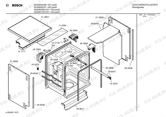 Взрыв-схема посудомоечной машины Bosch SGS8512EU Exklusiv - Схема узла 03