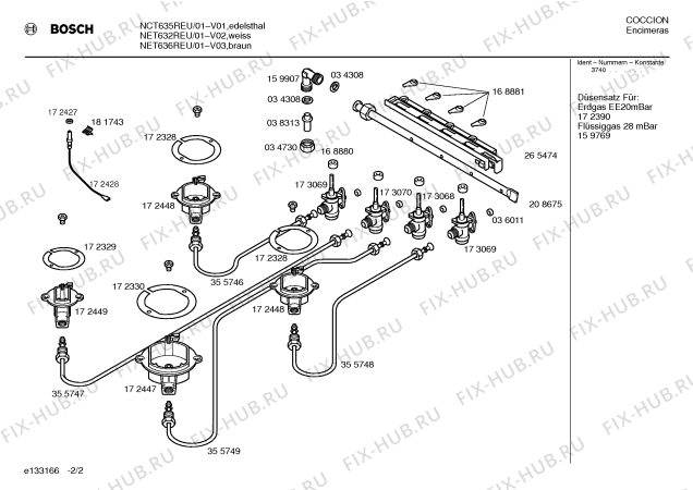 Схема №2 NET636RNL с изображением Столешница для плиты (духовки) Bosch 00215280