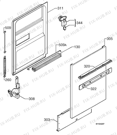 Взрыв-схема посудомоечной машины Aeg F74550I-W - Схема узла Door 003