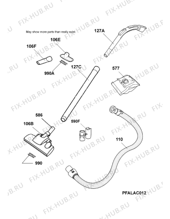 Взрыв-схема пылесоса Aeg AVC1120 - Схема узла Accessories