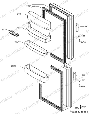 Взрыв-схема холодильника Aeg Electrolux S73200CNW0 - Схема узла Door 003