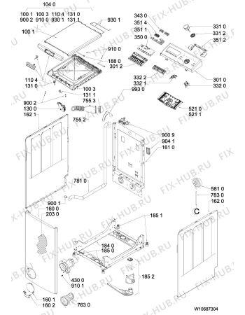 Схема №2 AWE6585D с изображением Декоративная панель для стиралки Whirlpool 481010656082