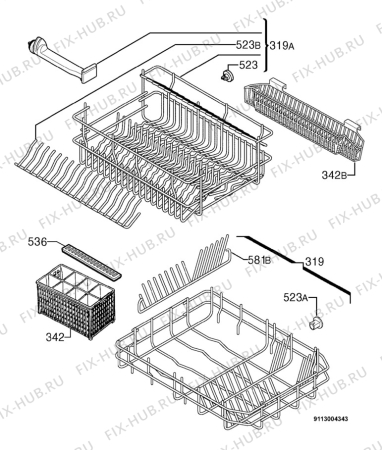 Взрыв-схема посудомоечной машины Electrolux ESF4130 - Схема узла Basket 160