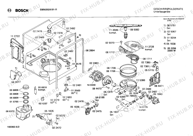 Взрыв-схема посудомоечной машины Bosch SMI63024 - Схема узла 02