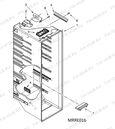 Схема №8 5WRS25KNBW с изображением Заглушка для холодильной камеры Whirlpool 482000099134