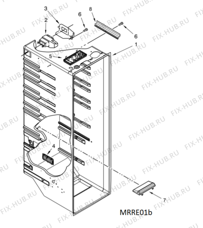 Схема №8 5WRS25KNBW с изображением Вентилятор для холодильной камеры Whirlpool 482000099100