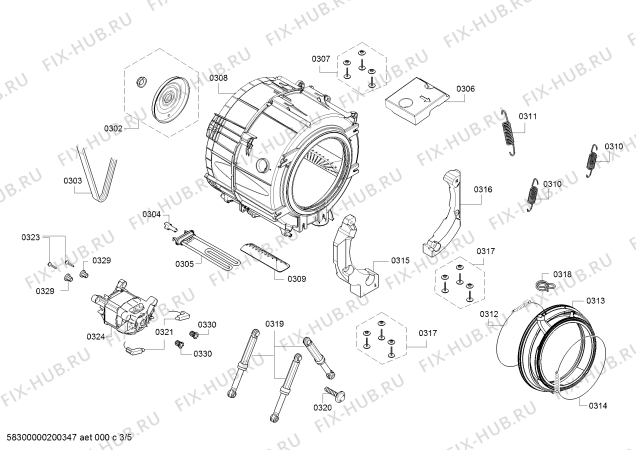 Схема №4 WAK24169IN с изображением Ручка выбора программ для стиральной машины Bosch 10004374