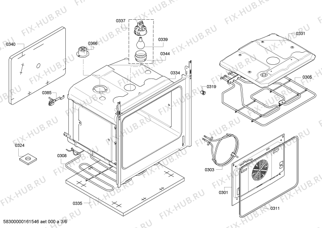 Взрыв-схема плиты (духовки) Bosch HBA43B251B - Схема узла 03