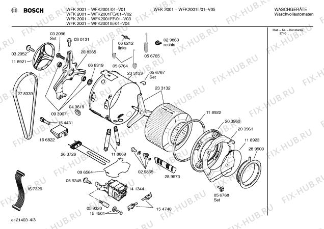 Схема №3 WFK2001 с изображением Инструкция по эксплуатации для стиралки Bosch 00520810