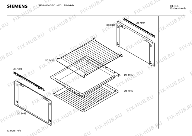 Взрыв-схема плиты (духовки) Siemens HB44054GB - Схема узла 06