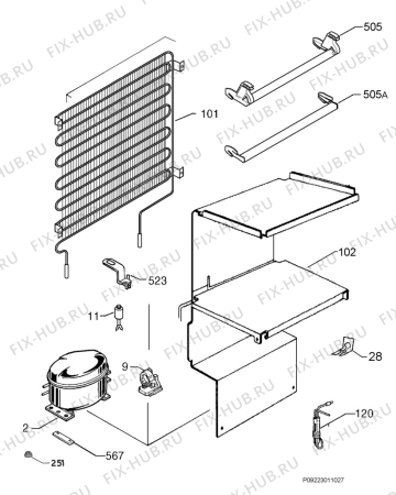 Взрыв-схема холодильника Zanussi ZFT710W - Схема узла Cooling system 017