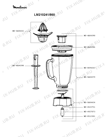 Схема №2 LM210244/BN0 с изображением Крышка для чаши для электромиксера Moulinex MS-4A04386