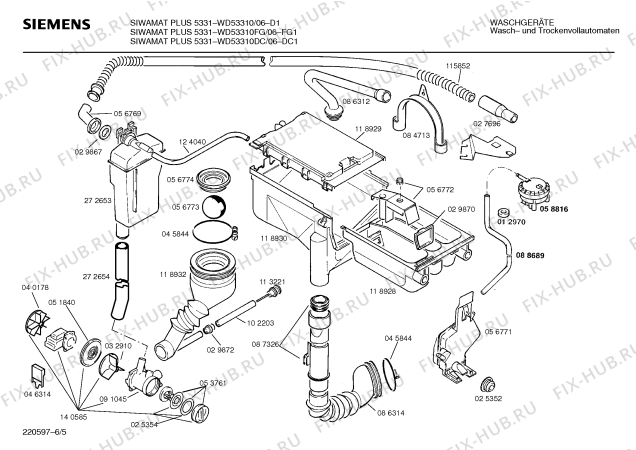 Взрыв-схема стиральной машины Siemens WD53310DC SIWAMAT PLUS 5331 - Схема узла 05