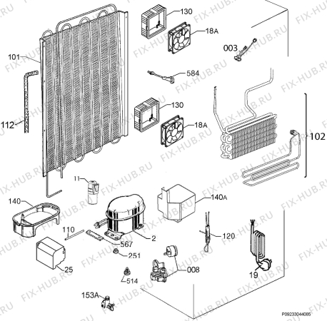Взрыв-схема холодильника Aeg SKE81826ZC - Схема узла Cooling system 017