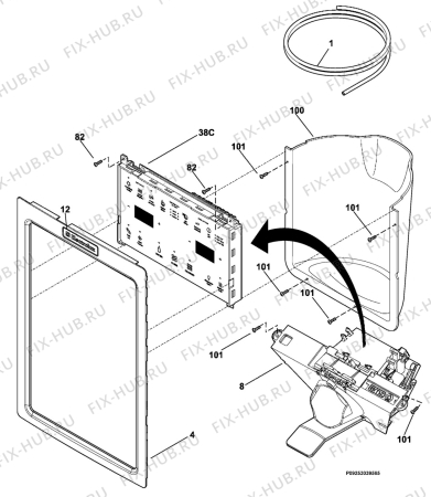 Взрыв-схема холодильника Aeg Electrolux S95623KK - Схема узла Water distributor