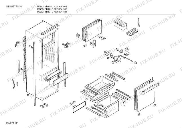 Схема №3 KICDD11FF RG6315D13 с изображением Контейнер для холодильной камеры Bosch 00087204
