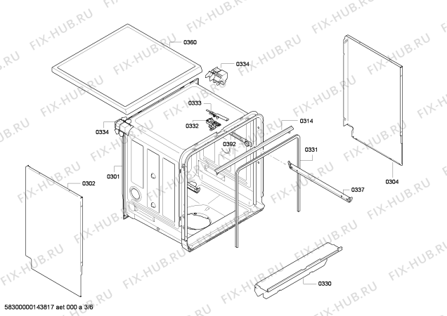 Взрыв-схема посудомоечной машины Bosch SMS60E02EU - Схема узла 03