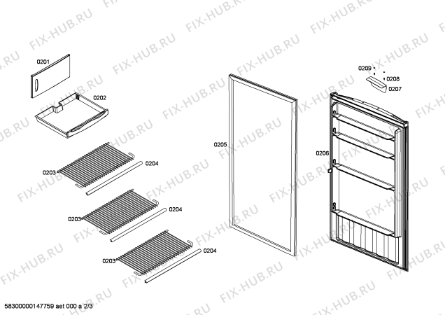 Взрыв-схема холодильника Coldex RA22B7R24C REFRIGERADOR COLDEX CA23 BL 220V/60Hz PERU - Схема узла 02