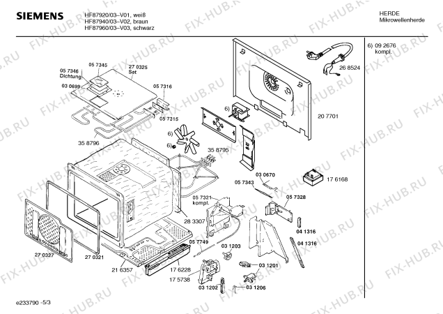 Схема №5 HF87920 с изображением Инструкция по эксплуатации для микроволновки Siemens 00526626