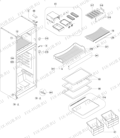 Взрыв-схема холодильника Zanussi ZRT43200XA - Схема узла Housing 001