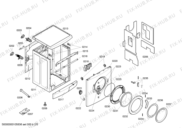 Взрыв-схема стиральной машины Bosch WFL141A Exclusiv Maxx WFL141A - Схема узла 02