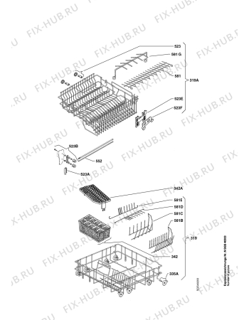 Взрыв-схема посудомоечной машины Fust GS923SILENCEWS - Схема узла Baskets, tubes 061