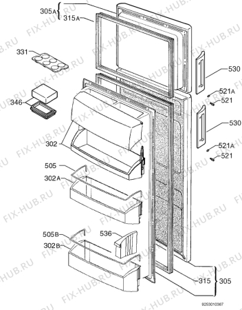 Взрыв-схема холодильника Aeg S2873DTS8 - Схема узла Door 003