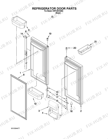 Схема №7 KRFC - 9010  B с изображением Фитинг для холодильника Whirlpool 482000021563