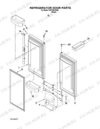 Схема №7 KRFC - 9010  B с изображением Крышка для холодильной камеры Whirlpool 482000021547