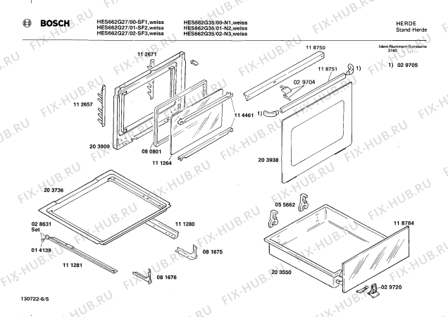 Схема №6 HES662G27 с изображением Панель для духового шкафа Bosch 00118856