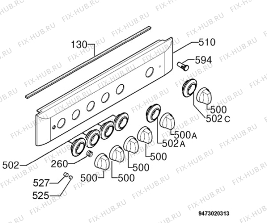 Взрыв-схема плиты (духовки) Electrolux EKG6700 - Схема узла Command panel 037