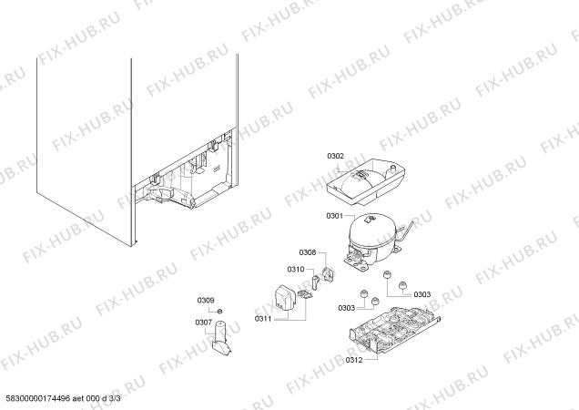 Взрыв-схема холодильника Siemens KI31RAF30G - Схема узла 03